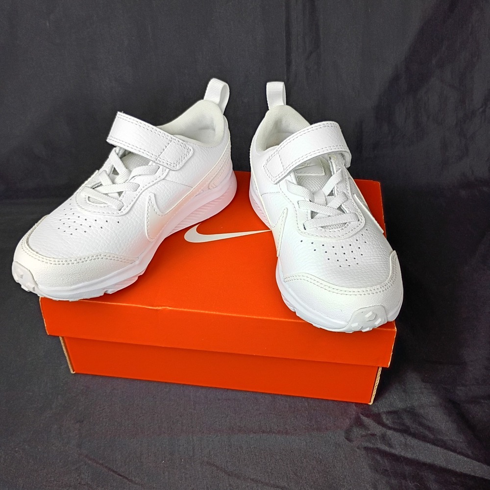 Nike Varsity Leather PSV Triple White Kids Sneakers CN9393-101 Size 11C  NIB